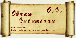 Obren Velemirov vizit kartica